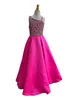 One-Shoulder Ballgown Girl Pageant Dress 2024 Crystals AB Stones Little Kid Birthday Formal Party Gown Infant Toddler Teens Tiny Young Junior Miss Blue Fuchsia Satin