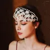 Headpieces Barock Pearl Flower Headband Fashion Hårtillbehör Kvinnor Trend High-End Bridal Wide Hairband Hoop Headwear