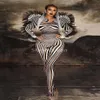 Sexy Stage Zebra Pattern Jumpsuit Women Singer Sexy Stage Outfit Bar DS Dance Cosplay Bodysuit Costume Prom Costume306s