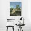 Lienzo impresionista, molino de viento en Montmartre, pintura hecha a mano de Vincent Van Gogh, obra de arte de paisaje, decoración moderna para sala de estar