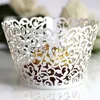 Geschenkverpakking 24 STKS Lace Laser Cut Cupcake Wrapper Liner Gift Box Moon Cake/Cupcake Verpakking Wedding Party Candy Box Container Holder x0713