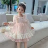 Flickans klänningar Spring Girls Clothing Lolita Style Elegant Lace Wedding Dress Girls Princess Party Pageant Tulle GOWN KIDS KLÄDER 2-7YEARSHKD230712