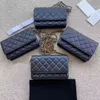 10A yükseltilmiş manyetik hasp metal fermuarlı kollar çip kimlik doğrulaması mini havyar koyun derisi kadın zincir cüzdanları kutu cüzdanları omuz çantası çapraz gövde çantası