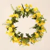 장식 꽃 인공 데이지 화환 봄 여름 정원 식물 가짜 꽃 펜던트 흰색 노란색 화환 홈 장식