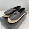 Grass Woven Casual Shoes Woman Designer Loafer Fisherman's Shoes Fashion Black White Leather Comfortable Soft Sole Classic Leather Sandals