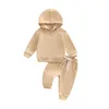 Clothing Sets Baby Boy Girl Winter Outfits Set Solid Color Hoodie Sweatshirt Top With Pants - Cozy Toddler Sportswear For Fall