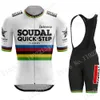 Conjuntos de Camisolas de Ciclismo Soudal Conjunto de Equipe Quick Step Masculino Vestuário de Campeão do Mundo de Verão Camisas de Bicicleta de Estrada Fato Calção de Bicicleta Ropa 230712