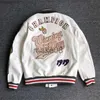 Jackets Men's Spring and Autumn Baseball Uniform Men's Handsome Trendy Leather Jacket Heavy Industry Embroidery White Short Coat Ins Hot J230713