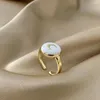 Eheringe minimalistische weiße Emaille Farbe Herz klobiger offener Ring für Frauen Mode Mond Stern CZ Zirkon Finger kreative Schmuck Geschenk