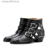 Boots Real Leather Ankle Boots Women Round Toe Flower Short Boots Cowhide Thick Heel Low New Heel Women's Shoes Size 45 T230713