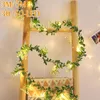 Saiten 3/5M LED-Blumenschnur, hellgrüne Blätter, Fee, Weihnachten, Hochzeit, Party, Girlande, Dekor, künstliche Rankenlichter