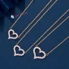 T diamond necklace s925 silver heart-shaped pendant size full of diamond clavicle chain light luxury