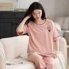 Vêtements de nuit pour femmes Coton Femmes Pyjamas Ensembles Animal Print Lady Pijamas Costume Maison Vêtements Pyjama Femme M L XL XXL