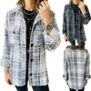 Autumn New Plaid Coat Temperament European American Women's Jackets Polo Neck Loose Button Lång ärmjacka Cardigan Ytterkläder