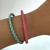 Bangle Colored Leather Open Cuff Bangles Stainless Steel For Women Simple Cute Summer Jewelry Elegant Minimalist