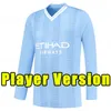 Gracz fanów Haaland Soccer Jerseys 23 24 de Bruyne Mans Cities Grealish Mahrez Foden Ferran 2023 2024 Football Shirt Mundurs Men Kit Long Sleeve