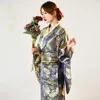 Abbigliamento etnico Kimono da donna Sakura Costume anime Stampa floreale tradizionale giapponese Obi Yukata Tradizione originale Seta Geis347Q