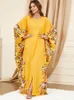 Ternos amarelo ramadan eid mubarak kaftan dubai abaya paquistão turquia islam muçulmano longo maxi vestido para mulher robe femme mussulmane caftan