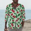 Chemises décontractées pour hommes chemise cerise mignonne printemps imprimé fruits rouges homme mode Blouses à manches longues personnalisé esthétique hauts grande taille 3XL 4XL