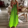 Casual Dresses Spring Summer Women V-Neck Art Printed Sexig Beach Long Maxi Dress Split Sleeveless Vintage Clothing Holiday Vestido