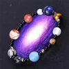 Natural Stone Beaded Strands Galaxy Solar System Bracelet Universe Nine Planets Earth Stars Moon Bracelets for Women