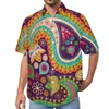 Men's Casual Shirts Trippy Hippie Light Green And Pink Vacation Shirt Hawaii Funny Blouses Mens Custom Plus Size