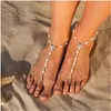 Fußkettchen Bohemian Y Starfish Beach White Sea Star Sandalen Perlenkette Fußkettchen Für Frauen Braut Fuß Schmuck Geschenk Drop Lieferung Dh326