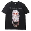 T-shirt da uomo 2023 Hip Hop Fiore Maschera Uomo Stampa Casual Manica corta Mens Magliette Girocollo Cotone oversize Streetwear Top Tees