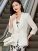 Abiti da donna Fashion Office Ladies Blazer Women Bianco Giallo Blu Solido Mezza manica Business Work Wear Giacca formale femminile per la primavera