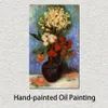 Impressionistische Leinwandkunst, Vase mit Nelken und anderen Blumen, Vincent Van Gogh-Gemälde, handgefertigtes Öl, moderne Hotelzimmerdekoration