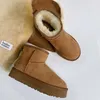 Tasman tofflor kastanj päls glider fårskinn skjuling tazz klassiska mules kvinnor män ultra mini plattform boot slip-on skor