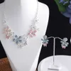 Meicem New In Magnolia Flower Daisy Choker Silver Color Necklace Pendant Blue Enamel Necklace Women Party Gifte Female 2023 L230704