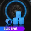 Nouveau 4 pièces bouchons de valve de pneu de voiture lumineux Auto moto nuit brillant pneu jante bouchons de tige de valve couvre décor accessoires de voiture rose bleu