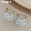 Boucles d'oreilles créoles FLASHBUY à la mode chaîne gland pour les femmes conception en alliage de cuivre couleur argent bijoux de fête