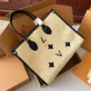 LOULS onthego Designer Tote bag bolsas de luxo Logotipo estampado bordado de malha Bolsa de designer de luxo Limite de verão Bolsas clássicas de alta qualidade 34cm