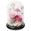 Fleurs décoratives fleurs séchées couvercle en verre boîte-cadeau décoration Rose Bouquet flamant rose amoureux noël anniversaire maison