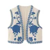 Womens Tanks Camis Traf Women Vintage Floral Embroidered Open Waist Coat Ladies National Style Vest Jacket Outfits Casual Vacation Crop Top 230712