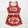 Calças femininas de duas peças sexy conjunto de duas peças top curto + shorts de cintura alta roupas femininas de verão kit kat agasalho juicy conjuntos de shorts tamanho grande atacado J230713