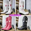 Boots ins Hot Vintage Cowboy Cowgirl Boots Women chunky heels Heart Sweet Autumn Winter Western Mid Calf Boots Shoes Woman Big Size 48 T230713