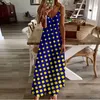 Casual Dresses Spring Summer Women V-Neck Art Printed Sexig Beach Long Maxi Dress Split Sleeveless Vintage Clothing Holiday Vestido