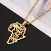 Pendant Necklaces Gold Color Africa Elephant Necklace African Map Hiphop Trendy Animal Jewelry