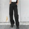 Jeans da donna Pantaloni lunghi vintage Vita solida Stampa denim Alta tasca autunnale Abiti elastici anni '90 sottili
