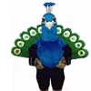 Hoge kwaliteit Blauwe pauw Mascot Kostuum Halloween Kerst Fancy Party Stripfiguur Outfit Pak Volwassen Vrouwen Mannen Jurk Carni254F