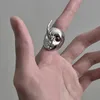 Trouwringen Demon Masker Ring Metalen Cyberpunk Zilver Kleur Hoorn Menselijk Gezicht Vinger Ring voor Vrouwen Mannen Paar Sieraden 230712