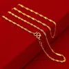 TieeFego 2022 Ny 24K Guldhalsband 45 cm Box Chainwater Ripplesingle Water Ripple Halsband med kedja för kvinnans smyckespresent L230704