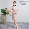 Été Chinois Fleur Imprimer Soie Qipao Enfants Bébés Filles Robe De Princesse Traditionnelle Cheongsam À Manches Courtes Rétro Vintage Vestido209m