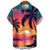 Mannen Casual Shirts Hawaiian Mannen S Korte Mouw Kokospalm 3D Printi Patroon Dagelijks Straat Oversized Tops Mannelijke T-shirts Kleding 2023