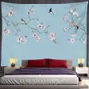 Tapisserier Färgglada blommor och fåglar Mural Tapestry Wall Hanging Psychedelic Hippie Art TV Bakgrund Vägg Hem sovsal R230713