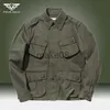 Męskie kurtki wojskowe kurtka ładunkowa Mężczyźni Sprężyna jesienna wielopokomowań stały kolor retro walka kurtki mężczyźni M42 Casual Bomber Tactical Oreshing J230713