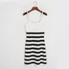 Casual Dresses Gold Chain Spaghetti Straps Sleeveless Dress For Women 2023 Striped Knitted S Mini Vestidos